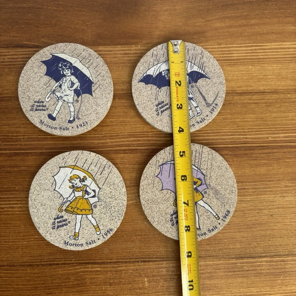 Thirstystone Morton Salt Stone Coasters Set of 4 Designer Collection W Box USA